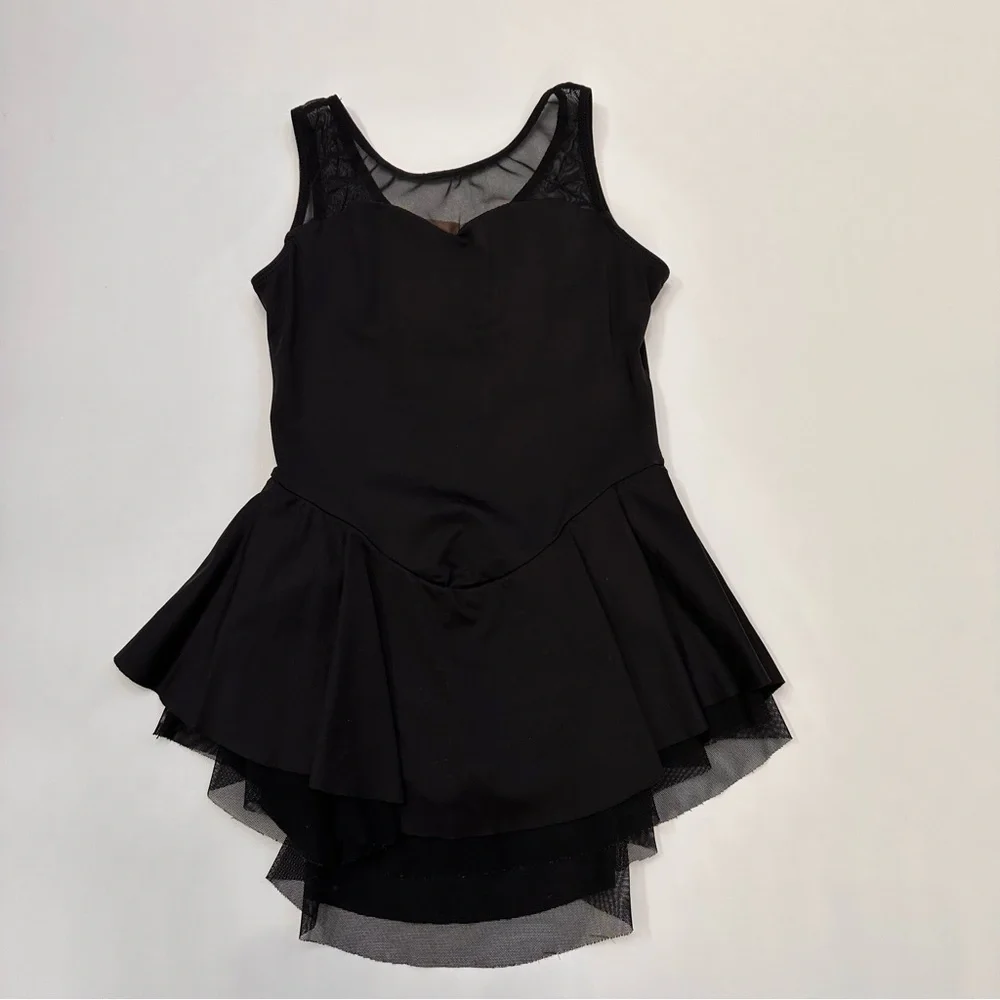 Motionwear Black Layered Kids Figure Skating Dance Dress Size Large (12-14)